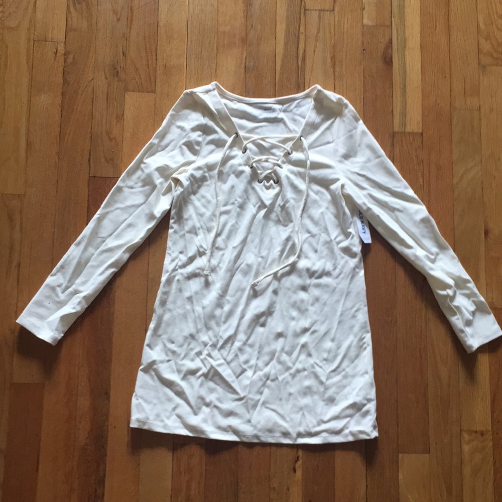 Old Navy Cream lace up top NWT